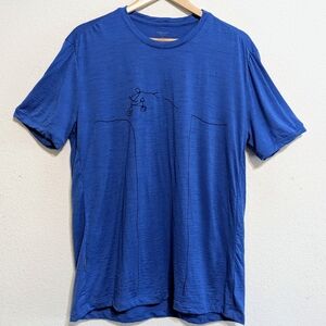Icebreaker Tech Lite Mountain Biker Blue Size Med Merino Wool Short Sleeve Tee